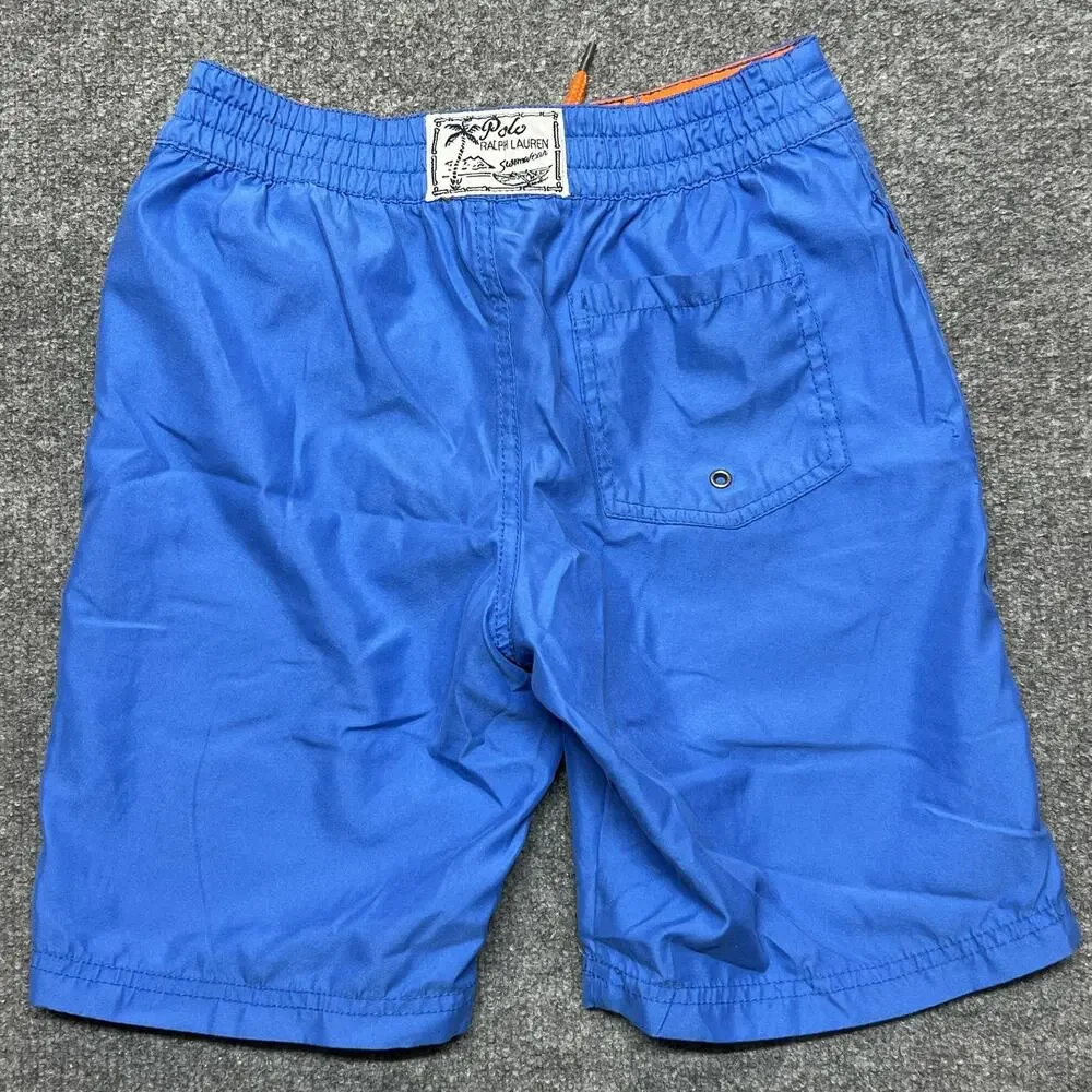 Polo Ralph Lauren Swim Shorts Boys S Blue Mesh Lined Drawstring Pony Logo Trunks